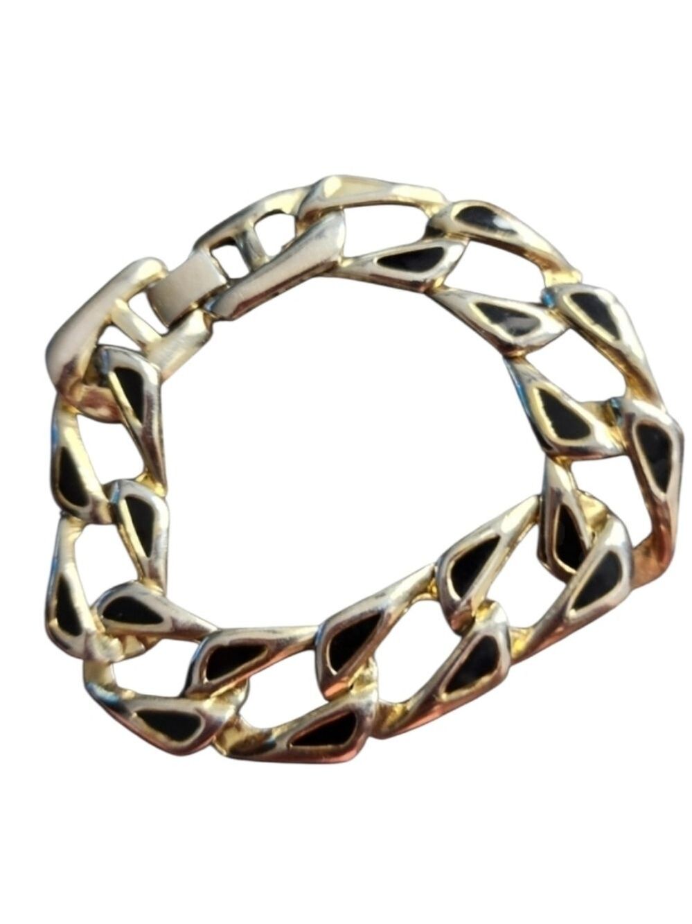 Vintage Goldtone and Black Chain Link Bracelet
